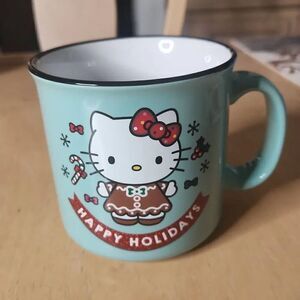 Hello Kitty gingerbread Happy Holidays green mug